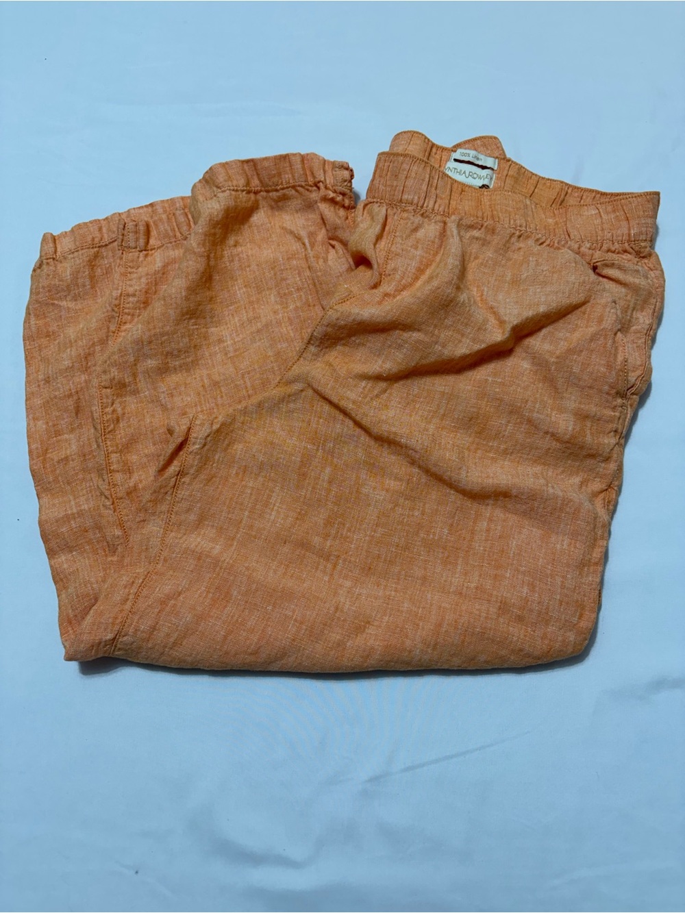 Cynthia Rowley 100% Linen Pants Women Large Orange  Wide Leg Coastal Cottagecore